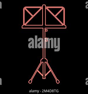 Neon Musikständer Stativ Easel Symbol schwarz Farbe Vektor Illustration flaches Bild Rot Farbe Vektor Illustration Bild flaches Licht Stock Vektor