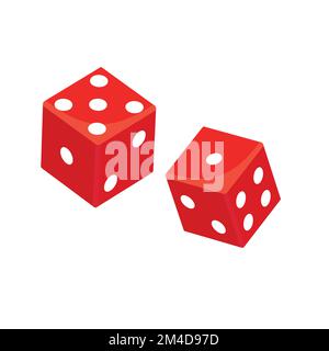 Vector Casino Dice of Authentic Icons. Vektor rollt rote Würfel, isoliert auf weißem Hintergrund. 3D Brettspiele. Red Poker Cubes EPS 10 Stock Vektor