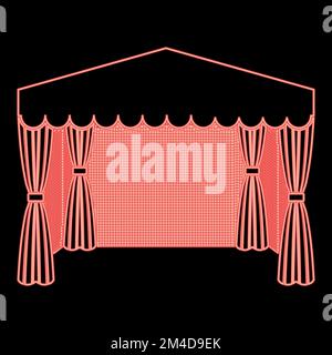 Neonpavillon zum Einkaufen Business-Zelt Marquee für Werbung Symbol schwarz Farbvektor Illustration flacher Stil einfaches Bild Rot Farbvektor Stock Vektor