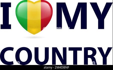 Herz mit malischen Flaggenfarben. Ich liebe mein Land - Mali Stock Vektor