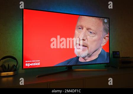 Boris Becker gibt erstes Interview nach seiner Entlassung Boris Becker ist seit Dezember 15. aus dem Gefängnis entlassen. Am fünften Tag seiner Freiheit gibt der 55-Jährige ein Interview? Und spart nicht an Details. Sa 1 am 20.. Dezember 2022. ? Stockfoto