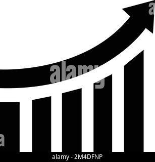 Symbol für Wachstum. Symbol für wachsende Gewinne. Wachsendes Diagrammsymbol. Pfeildiagramm. Balkendiagramm für Finanzen. Fortschrittsvektor erhöhen Stock Vektor