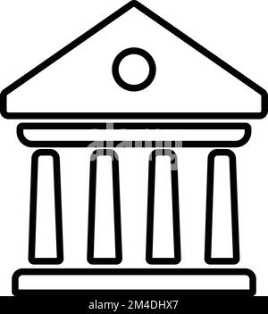 Symbol für das Erstellen einer Bank. Regierungsgebäude im Umrissstil. Gebäude mit Spalten. Symbol für historische Gebäudelinie - Bestandsvektor. Stock Vektor