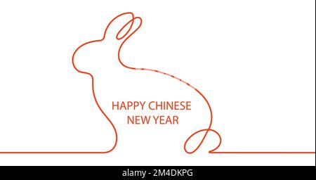 Silvester-Banner 2023. Ein Hase mit einer Schnur. Vektordarstellung Stock Vektor