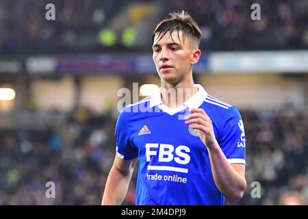 Luke Thomas (33 Leicester City) während des Carabao Cup 4.-Runden-Spiels zwischen MK Dons und Leicester City im Stadium MK, Milton Keynes am Dienstag, den 20.. Dezember 2022. (Kredit: Kevin Hodgson | MI News) Kredit: MI News & Sport /Alamy Live News Stockfoto