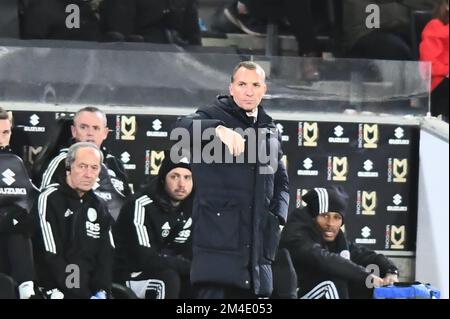 Manager Brendan Rodgers (Manager Leicester City) Gesten während des Carabao Cup 4. Runden Spiels zwischen MK Dons und Leicester City im Stadium MK, Milton Keynes am Dienstag, den 20.. Dezember 2022. (Kredit: Kevin Hodgson | MI News) Kredit: MI News & Sport /Alamy Live News Stockfoto