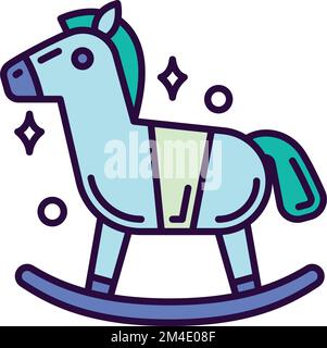 Isolierter niedlicher Holzpferd-Ikon-Vektor Stock Vektor