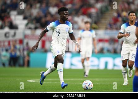 Bukayo Saka aus England während des FIFA-Weltmeisterschaftsspiels Katar 2022 Gruppe B zwischen England 0-0 USA im Al Bayt Stadium in Al Khor, Katar, 25. November 2022. Kredit: Takamoto Tokuhara/AFLO/Alamy Live News Stockfoto