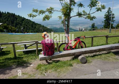 Radfahrer auf dem Kandel Mountain im Schwarzwald Stockfoto