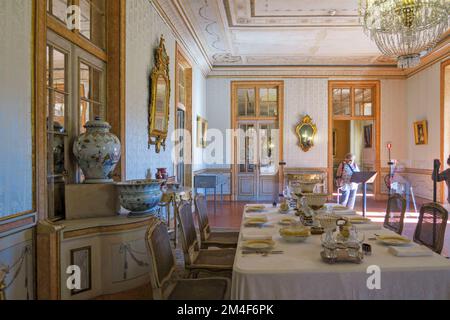 Speisesaal im Palast von Queluz - Palácio Nacional de Queluz - Portugal, Europa Stockfoto