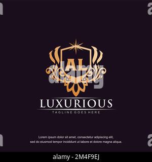 AL Anfangsbuchstabe Luxus Ornament Gold Monogramm Logo-Vorlage Vektor. Stock Vektor