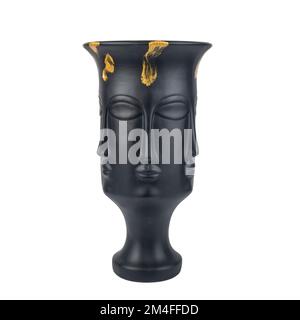 Antike Skulptur, figurierte Keramikvase, isoliert auf weiß Stockfoto