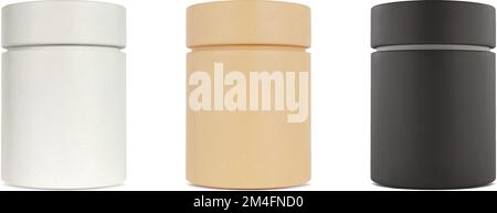 Satz von Verpackungsmodellen für Papierröhren, isoliert auf weißem Hintergrund Stock Vektor