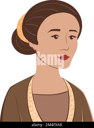 Selamat hari Kartini. Übersetzung Happy Kartini Tag. Habis gelap terbitlah terang bedeutet nach Dunkelheit kommt Licht. Indonesischer Held Kartini mit indonesischer Flagge Vektorgrafik Stock Vektor