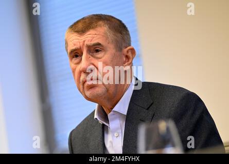 Prag, Tschechische Republik. 16.. Dezember 2022. Ehemaliger Premierminister, Parlamentsabgeordneter und Präsidentschaftskandidat Andrej Babis (ANO), 16. Dezember 2022, Prag, Tschechische Republik. Kredit: Katerina Sulova/CTK Photo/Alamy Live News Stockfoto