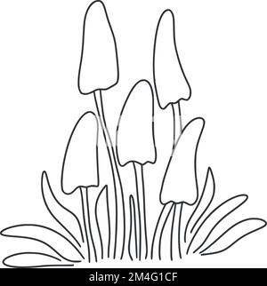 Honigpilze wachsen in Graslinie Art isolierte Vektordarstellung Stock Vektor