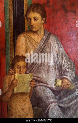 Das antike römische Fresko in Pompeji zeigt ein Detail des Mysterienkults des Dionysos Stockfoto