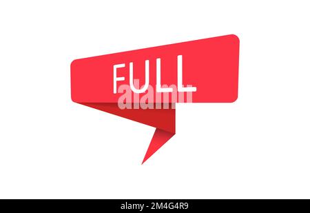 Voll. Ein rotes Banner, Zeiger, Aufkleber, Label oder Sprechblase für Apps, Websites und kreative Ideen. Vektorkonstruktion Stock Vektor