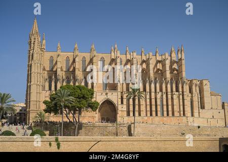 Südansicht der Kathedrale, Catedral de Palma de Mallorca, Palma, Mallorca, Spanien Stockfoto