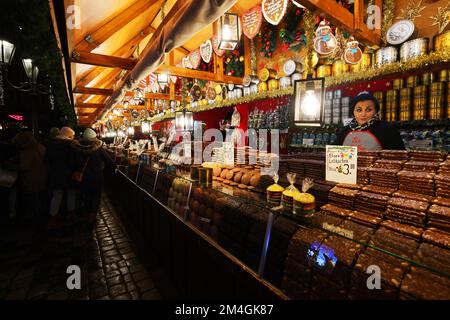 Nürnberg, Lebkuchen, Merry Christm, Nürnberg, Nürnberger Weihnachtsmarkt, Nürnberger Christkindlesmarkt, Engel, Anhänger, Kugel, Glühwein, Stockfoto