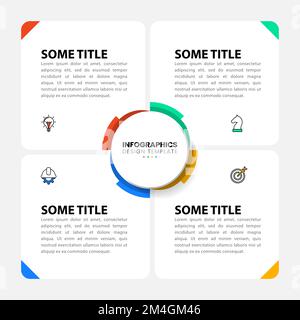 Infografik-Vorlage mit Symbolen und 4 Optionen oder Schritten. Zahnrad. Kann für Workflow-Layout, Diagramm, Banner, webdesign verwendet werden. Vektorgrafik Stock Vektor