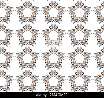 Dekoratives, nahtloses Muster mit Sternen. Brauner und weißer Hintergrund. Vektordarstellung Stock Vektor