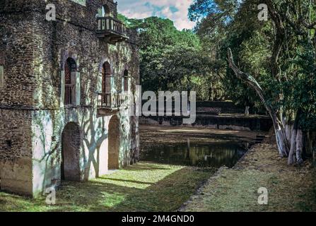 Äthiopien, 1970er, Gondar, Fasilidas-Bäder, kaiserburg, Fasil Ghebbi Royal Enclosure, Amhara Region, Ostafrika, Stockfoto