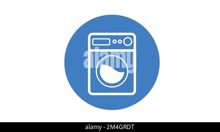 Waschmaschine blau abgerundetes Symbol oder Schild. Vektor-isolierte Darstellung Stock Vektor