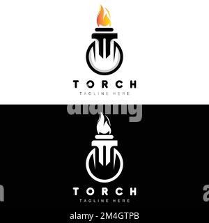 Logo Der Taschenlampe, Feuerdesign, Logo Des Buchstabens, Symbol Der Produktmarke Stock Vektor