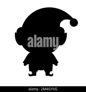 Von Hand gezeichnete Vector Flat Santa Elf Silhouette isoliert auf weißem Hintergrund Stock Vektor