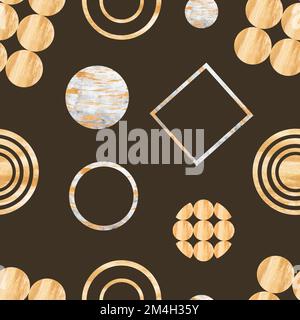 Abstraktes nahtloses Aquarell-Muster mit handbemalten geometrischen Formen. Modernes Digitalpapier für moderne Kunst. Zeitgenössische Kunst. Sammelalben-Design, Wandtafel Stockfoto