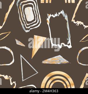 Abstraktes nahtloses Aquarell-Muster mit handbemalten geometrischen Formen. Modernes Digitalpapier für moderne Kunst. Zeitgenössische Kunst. Sammelalben-Design, Wandtafel Stockfoto