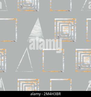 Abstraktes nahtloses Aquarell-Muster mit handbemalten geometrischen Formen. Modernes Digitalpapier für moderne Kunst. Zeitgenössische Kunst. Sammelalben-Design, Wandtafel Stockfoto