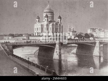 Albert Ivanovič Mej - Moskau. Christ-Erlöser-Kathedrale und Kamenny-Brücke (beide 1930 abgerissen) Stockfoto