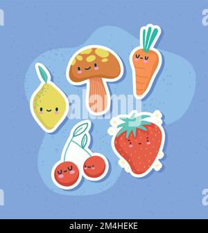 Abbildungen von Obstaufklebern Stock Vektor
