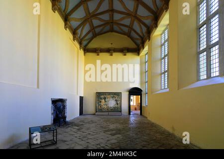 Blick auf die Kirby Hall, ein elisabethanisches Landhaus in der Nähe von Gretton, Northamptonshire, England Stockfoto