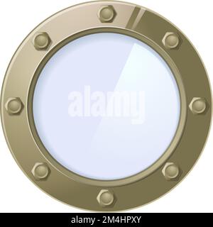 Runder Glasrahmen. Bullauge auf dem Schiff. Düsenfenster Stock Vektor