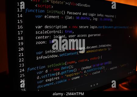 sql-PPP-Quellcode wird auf dem Bildschirm programmiert Stockfoto