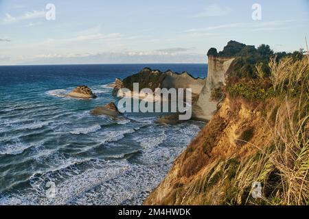 Berühmte Kap Drastis Klippen auf Korfu Insel, Griechenland Stockfoto