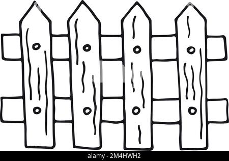 Symbol für Zaun-Doodle. Zeichnung von Holzbohlen Stock Vektor