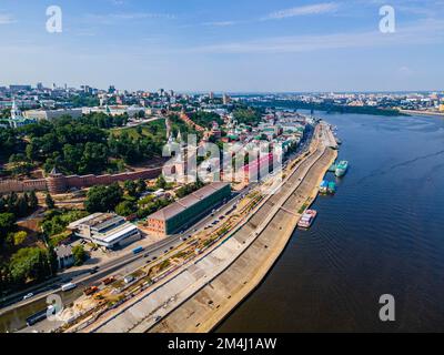 Luft des kremls und der Wolga, Nischny Novgorod, Russland Stockfoto