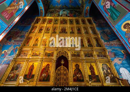 Innere der Abakan-Kathedrale der Transfiguration, Abakan, Republik Chakassia, Russland Stockfoto