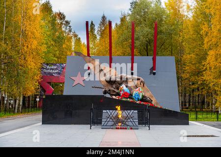 WW2 Monument, Nischnevartowsk, Chanty-Mansi Autonomer Okrug, Russland Stockfoto