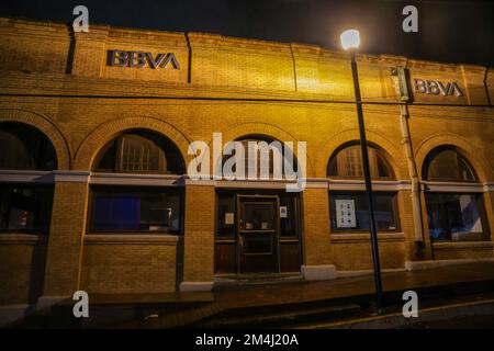BBVA bancomer Bank in Cananea Mexiko. (Foto von North Photo) BBVA banco bancomer en Cananea Mexico. (Foto por Norte Photo) Stockfoto