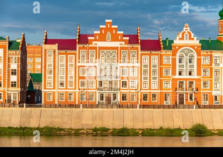 Häuser im Stil von Brügge in Yoshkar-Ola, Russland, Europa Stockfoto