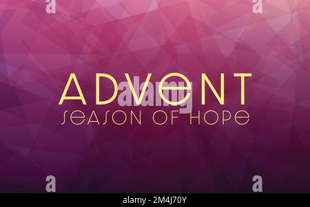 Advent, das Season of Hope-Banner in Lila, Pink und Gold, wie flackerndes Kerzenlicht. Stock Vektor