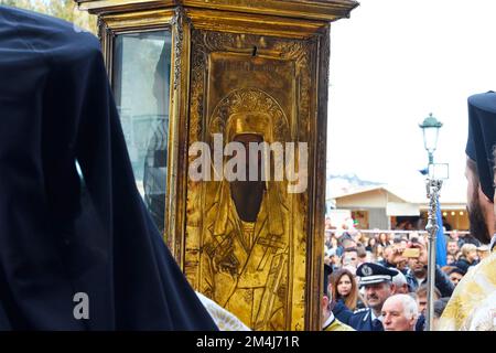 Kirche St. Dionysius, Festmahl von St. Dionysius am 17. Dezember, Coffin of Dionysius, Golden Icon, Zakynthos Stadt, Zakynthos Insel, Ionische Inseln Stockfoto