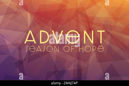 Advent, das Season of Hope-Banner in warmem Lila und Gold, wie flackerndes Kerzenlicht. Stock Vektor