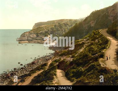 1890 CA , DEVON , ENGLAND , GROSSBRITANNIEN : BABBACOMBE BEACH , NAHE TORQUAY . Unbekannter Fotograf. - GRAND BRETAGNA - AUSSICHT - FOTOSTORICHE - GESCHICHTE - GEOGRAFIEN - GEOGRAFIE - ARCHITETTURA - ARCHITEKTUR - PANORAMA - LANDSCHAFT - OTTOCENTO - 800 - '800 - EPOCA VITTORIANA - VICTORIAN HERA - MEER - MARE --- ARCHIVIO GBB Stockfoto