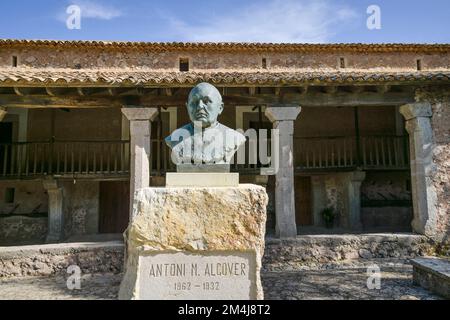 Büste von Vater Antoni Maria Alcover, Kloster Santuari de Lluc, Mallorca, Spanien Stockfoto